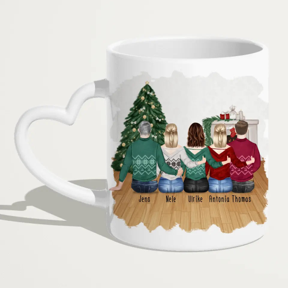 Personalisierte Tasse mit Bruder/Schwester (3 Schwestern + 2 Brüder) - Weihnachtstasse