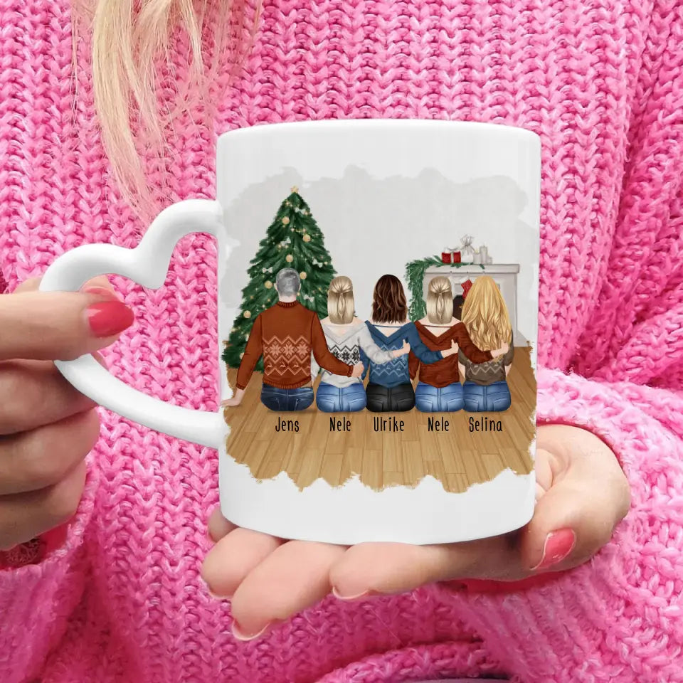 Personalisierte Tasse mit Bruder/Schwester (4 Schwestern + 1 Bruder) - Weihnachtstasse