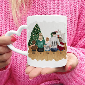 Personalisierte Tasse mit Familie (3 Kinder/Babys) - Weihnachtstasse