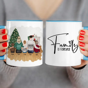 Personalisierte Tasse mit Familie (3 Kinder/Babys) - Weihnachtstasse