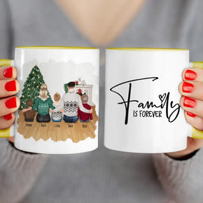 Personalisierte Tasse mit Familie (3 Kinder/Babys) - Weihnachtstasse