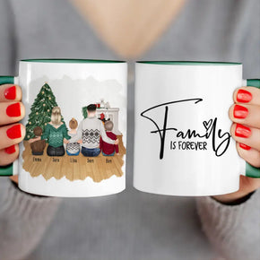 Personalisierte Tasse mit Familie (3 Kinder/Babys) - Weihnachtstasse