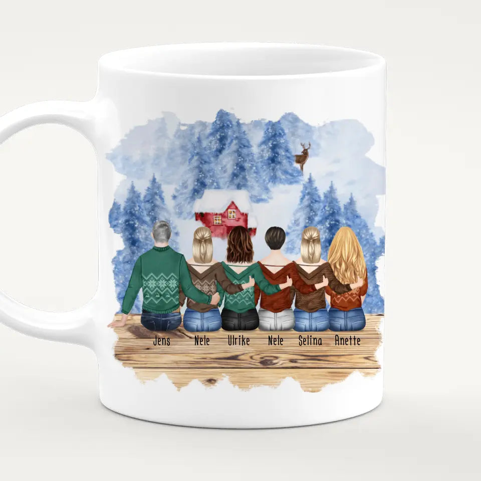 Personalisierte Tasse mit Bruder/Schwester (5 Schwestern + 1 Bruder) - Weihnachtstasse