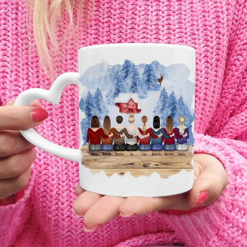 Personalisierte Tasse für Beste Freundinnen (8 Freundinnen) - Weihnachtstasse