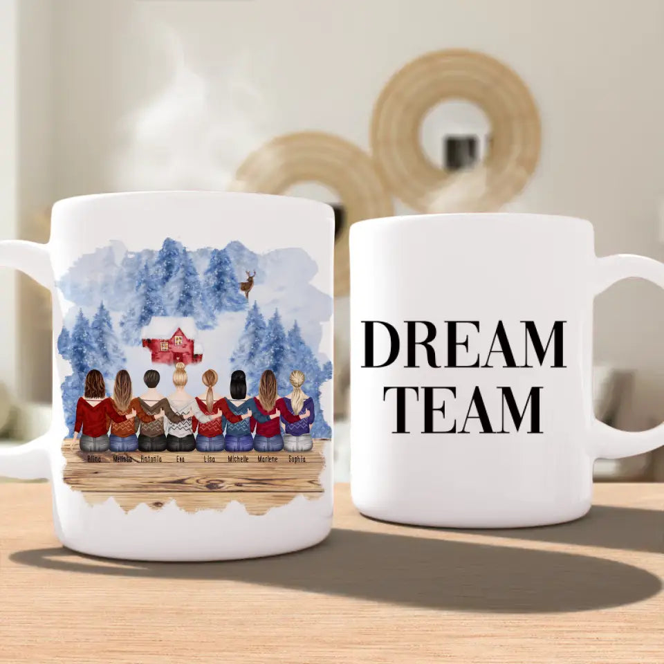 Personalisierte Tasse für Beste Freundinnen (8 Freundinnen) - Weihnachtstasse