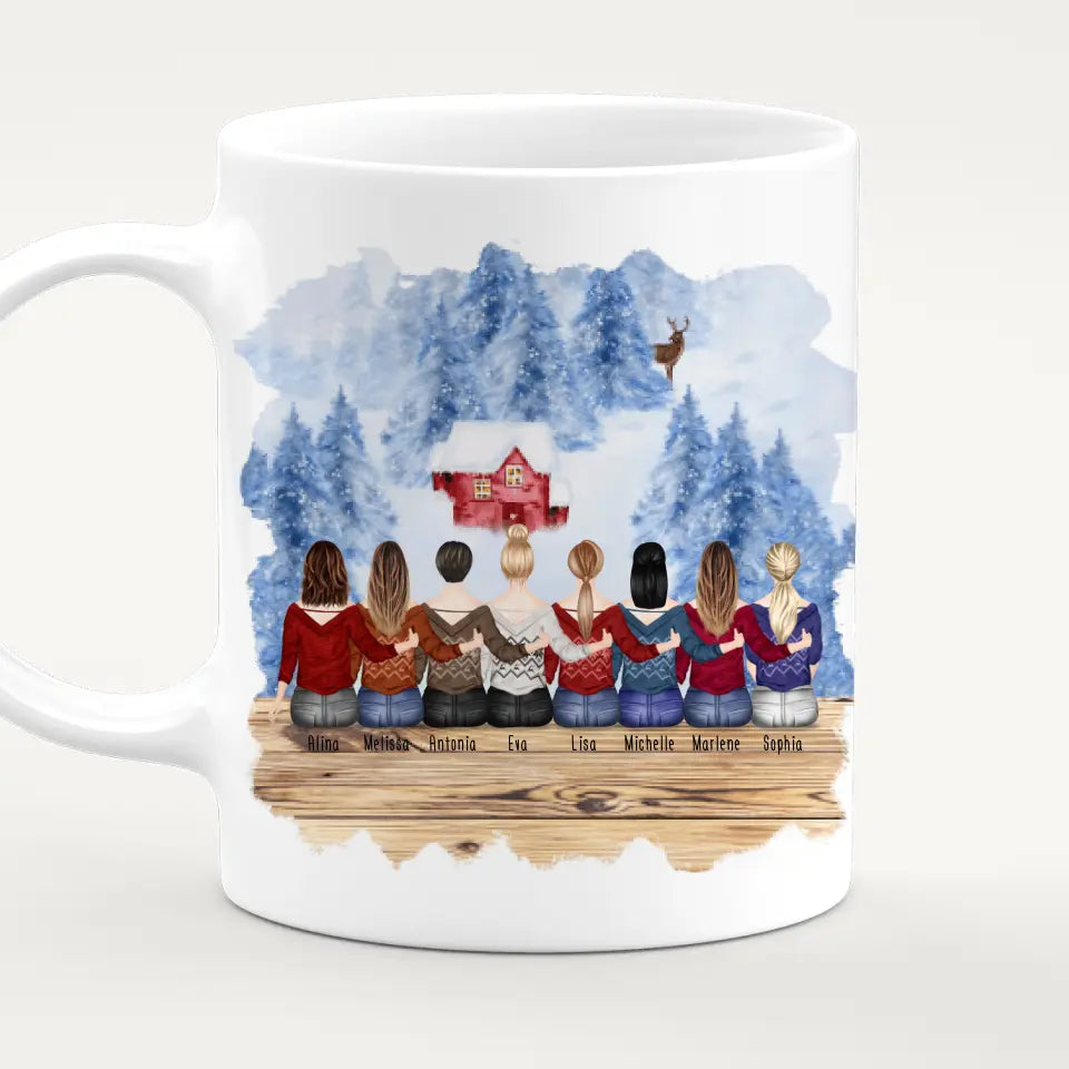 Personalisierte Tasse für Beste Freundinnen (8 Freundinnen) - Weihnachtstasse