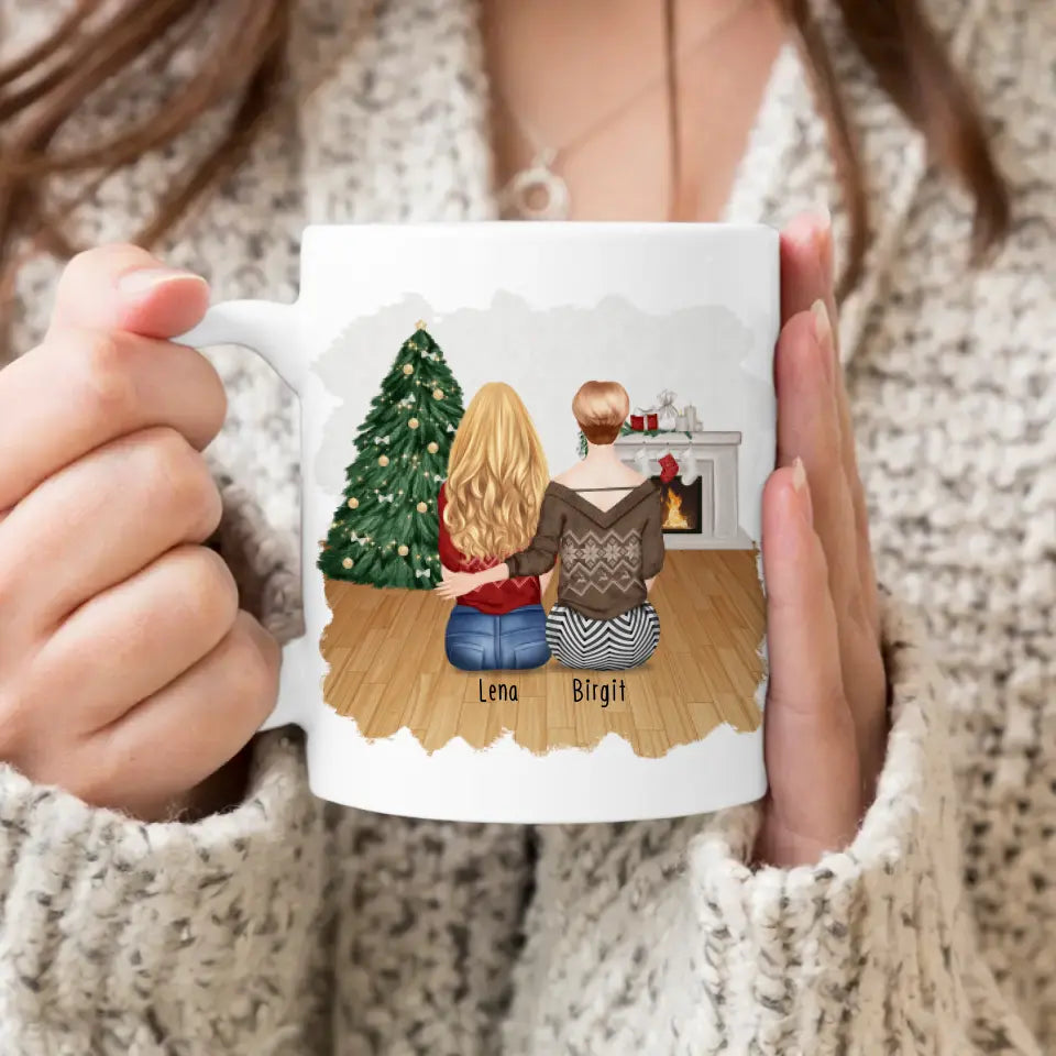 Personalisierte Tasse für Oma (1 Frau + 1 Oma) - Weihnachtstasse