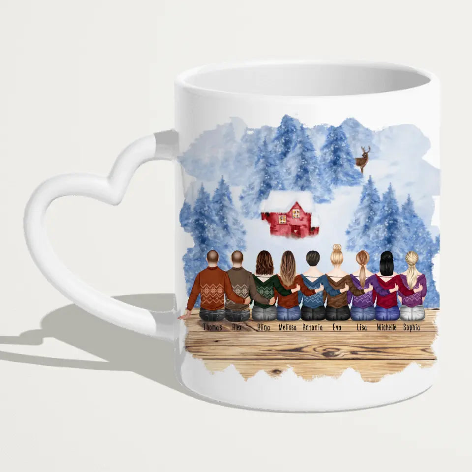 Personalisierte Tasse - Beste Freunde (7 Frauen + 2 Männer) - Weihnachtstasse