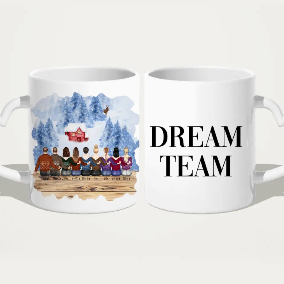 Personalisierte Tasse - Beste Freunde (7 Frauen + 2 Männer) - Weihnachtstasse