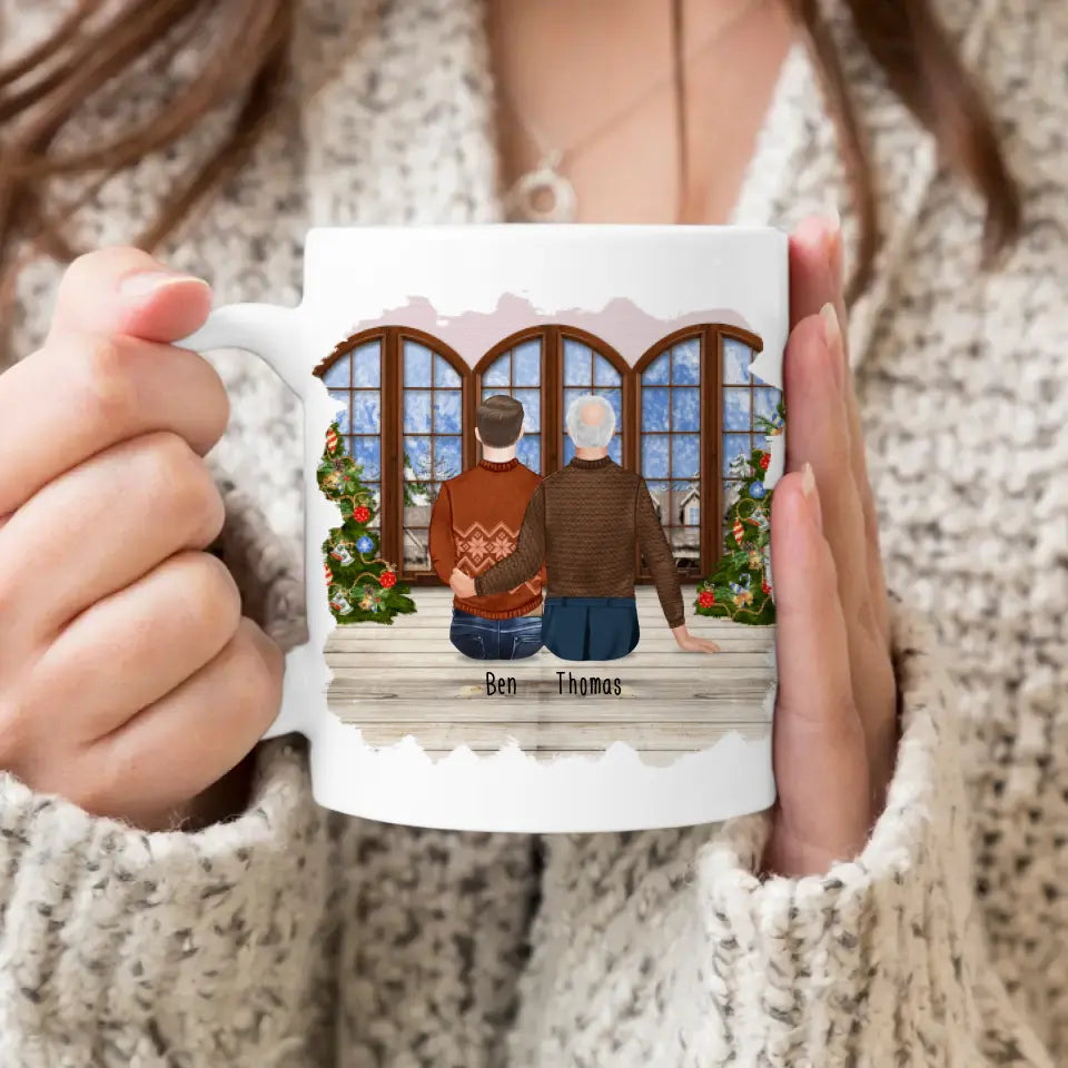 Personalisierte Tasse für Opa (1 Mann + 1 Opa) - Weihnachtstasse