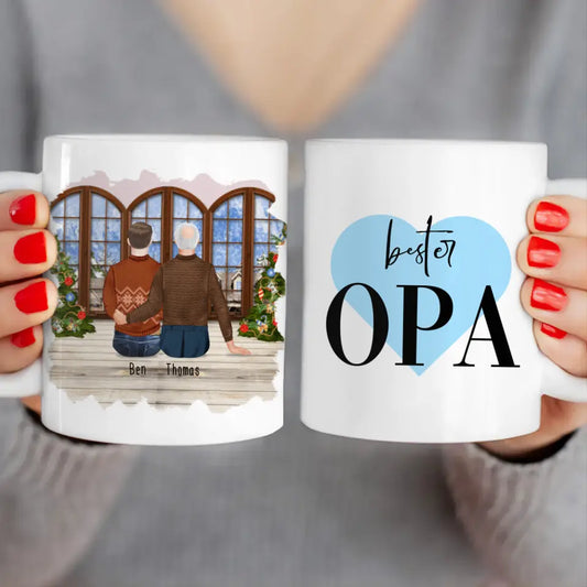 Personalisierte Tasse für Opa (1 Mann + 1 Opa) - Weihnachtstasse