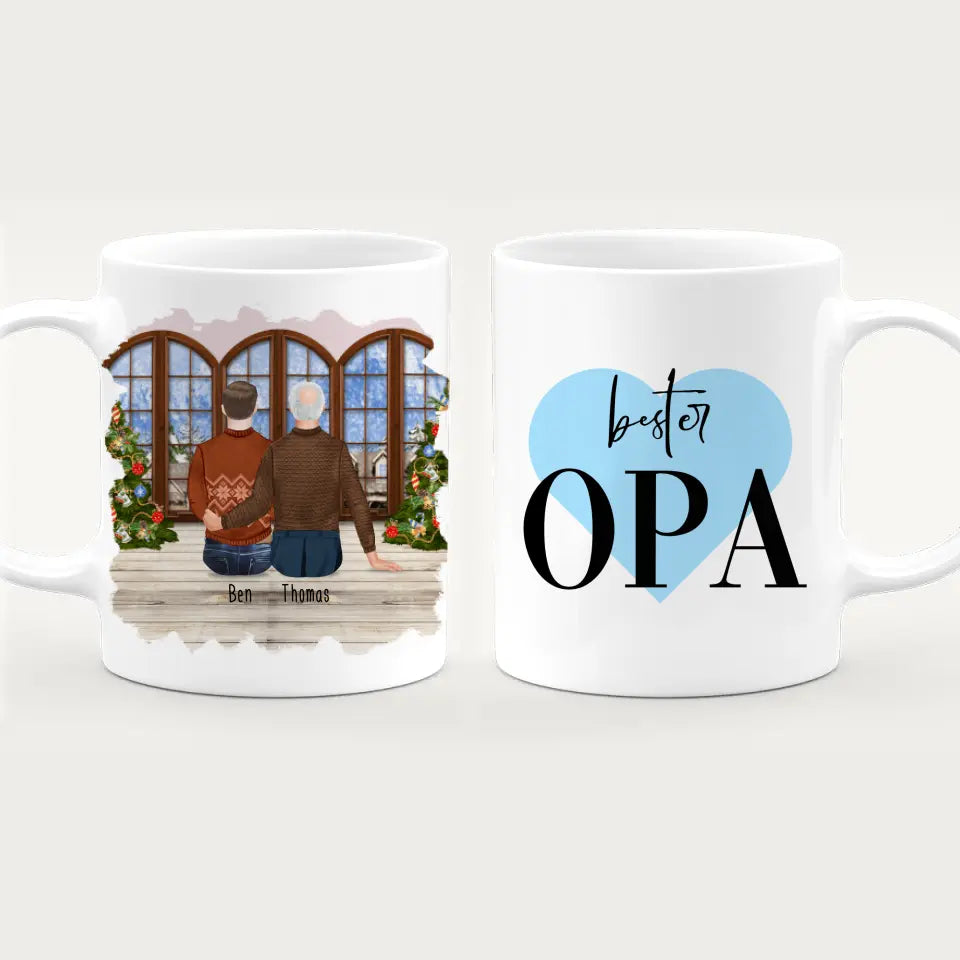 Personalisierte Tasse für Opa (1 Mann + 1 Opa) - Weihnachtstasse