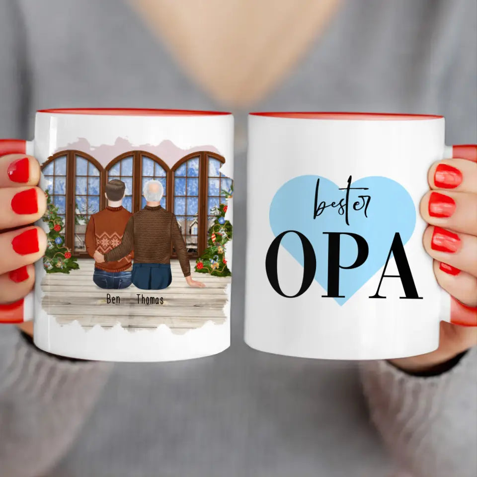 Personalisierte Tasse für Opa (1 Mann + 1 Opa) - Weihnachtstasse