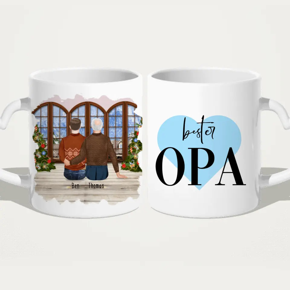 Personalisierte Tasse für Opa (1 Mann + 1 Opa) - Weihnachtstasse