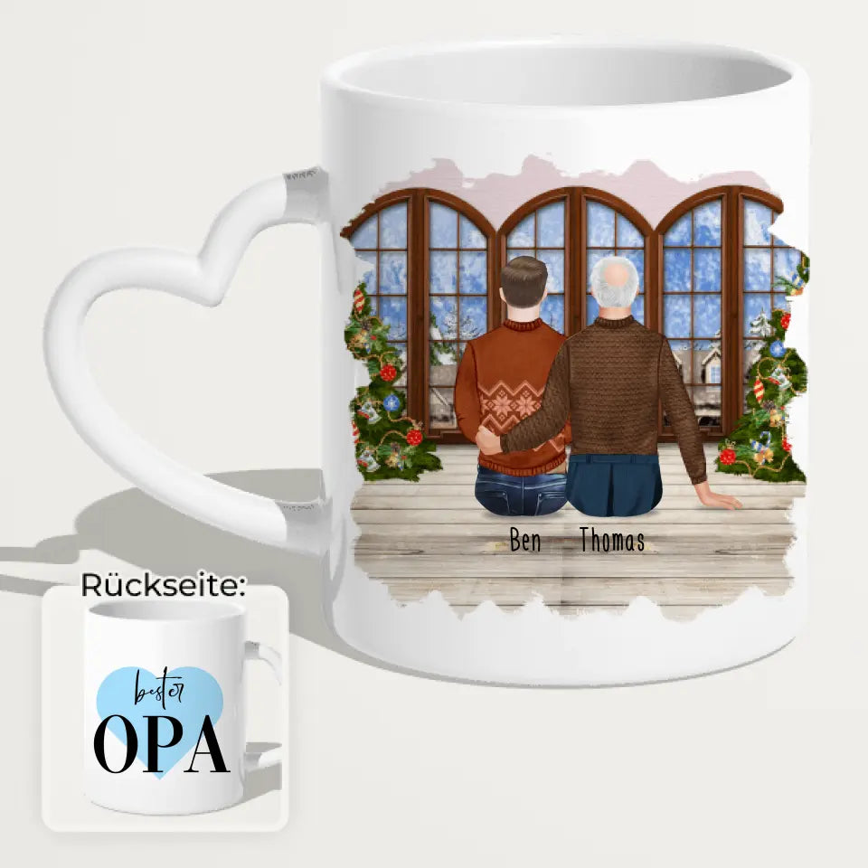 Personalisierte Tasse für Opa (1 Mann + 1 Opa) - Weihnachtstasse