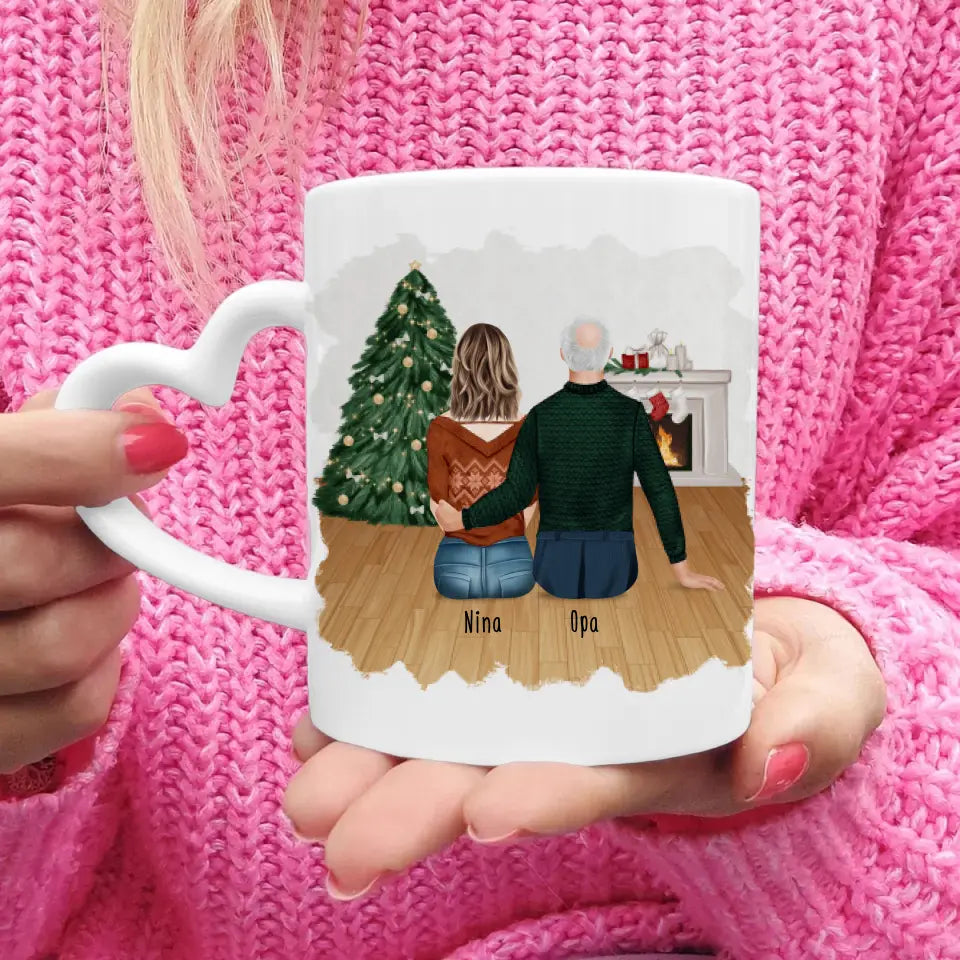 Personalisierte Tasse für Opa (1 Frau + 1 Opa) - Weihnachtstasse