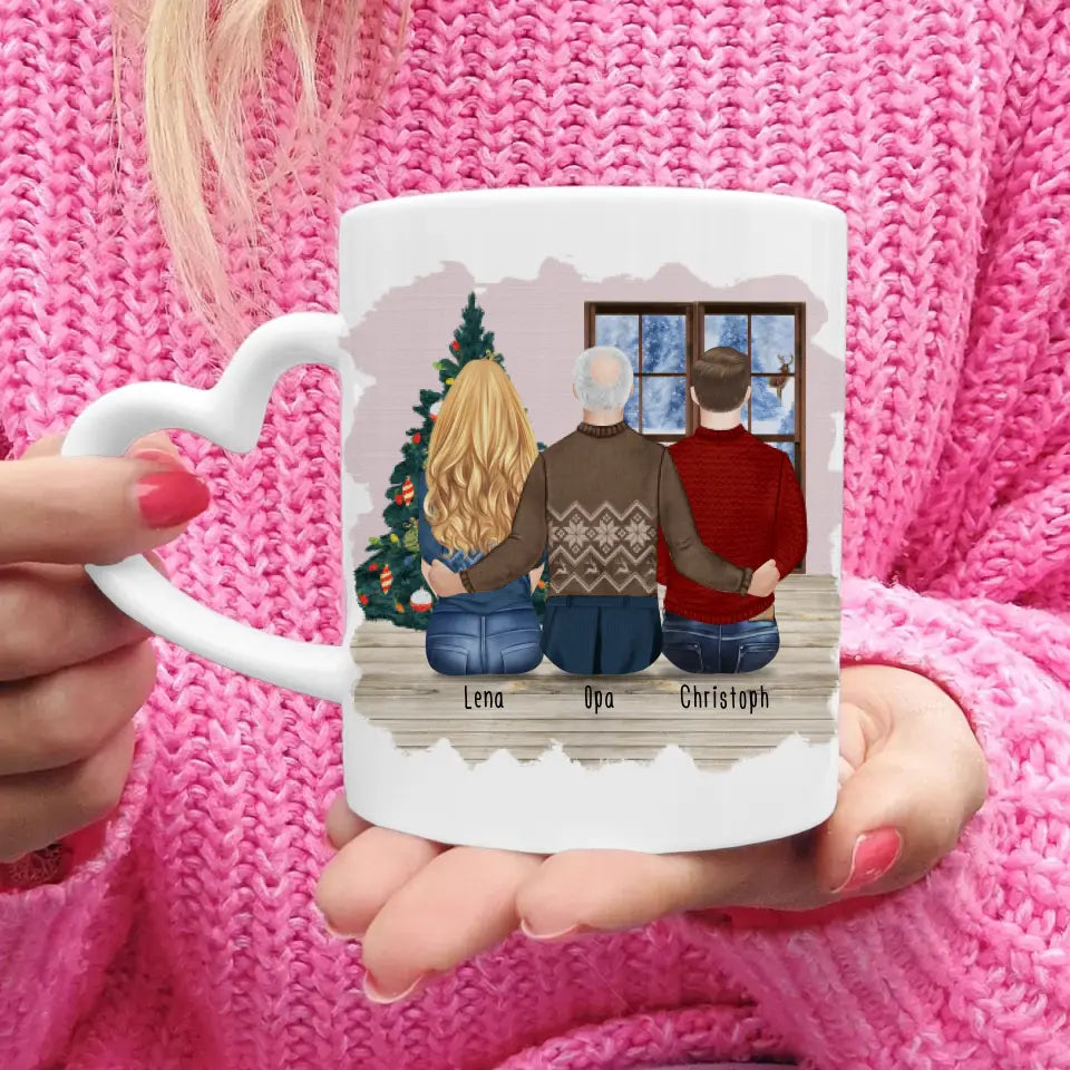 Personalisierte Tasse für Opa (1 Frau + 1 Mann + 1 Opa) - Weihnachtstasse