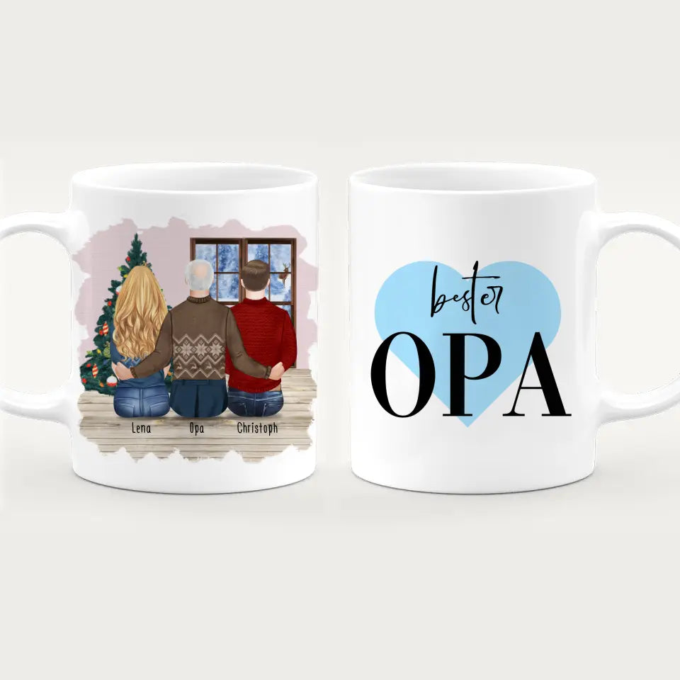 Personalisierte Tasse für Opa (1 Frau + 1 Mann + 1 Opa) - Weihnachtstasse