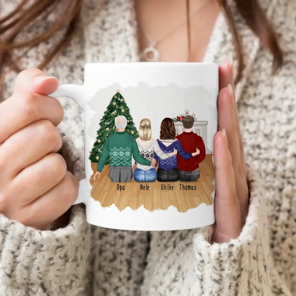 Personalisierte Tasse für Opa (2 Frauen + 1 Mann + 1 Opa) - Weihnachtstasse