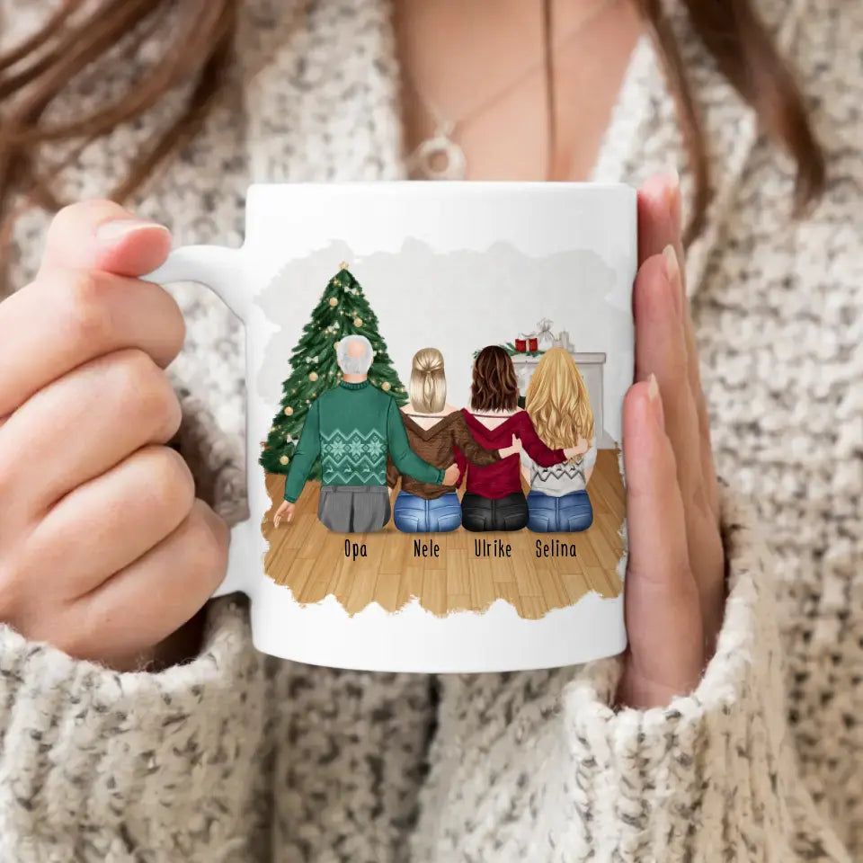 Personalisierte Tasse für Opa (3 Frauen + 1 Opa) - Weihnachtstasse