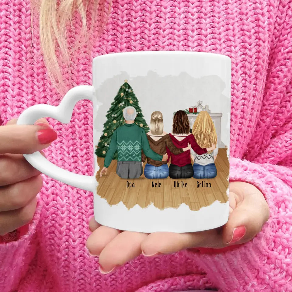 Personalisierte Tasse für Opa (3 Frauen + 1 Opa) - Weihnachtstasse