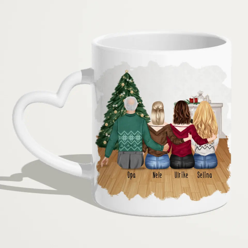 Personalisierte Tasse für Opa (3 Frauen + 1 Opa) - Weihnachtstasse