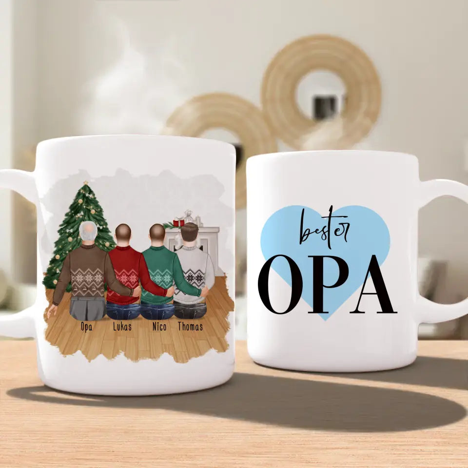 Personalisierte Tasse für Opa (3 Männer + 1 Opa) - Weihnachtstasse