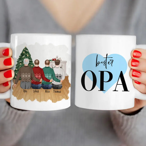 Personalisierte Tasse für Opa (3 Männer + 1 Opa) - Weihnachtstasse