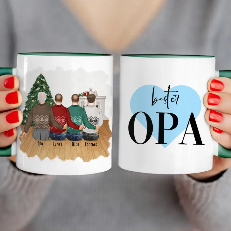 Personalisierte Tasse für Opa (3 Männer + 1 Opa) - Weihnachtstasse