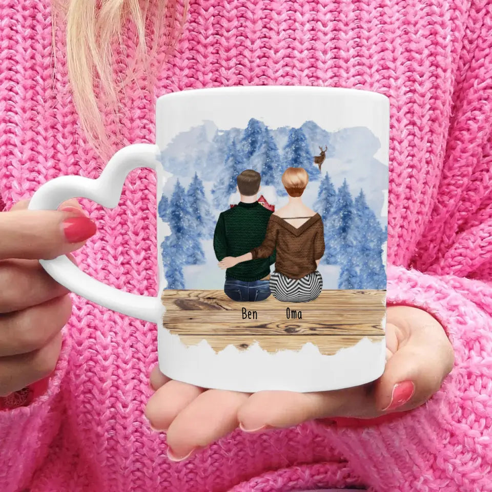 Personalisierte Tasse für Oma (1 Mann + 1 Oma) - Weihnachtstasse