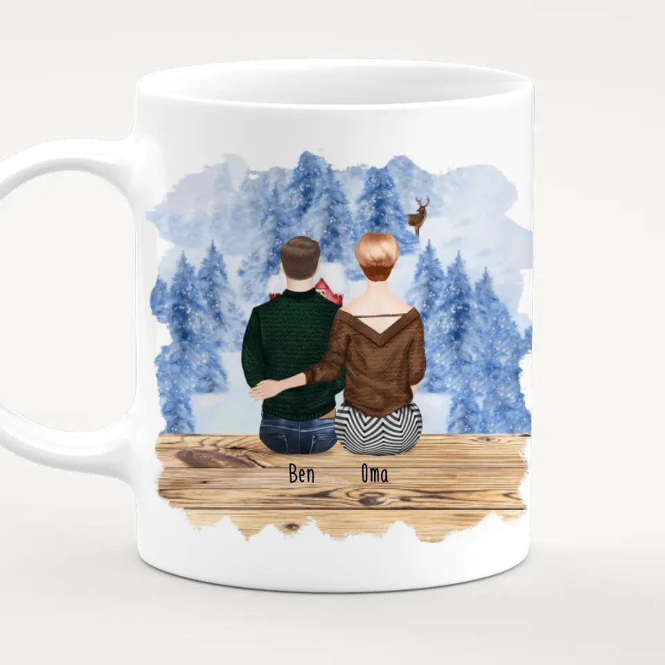 Personalisierte Tasse für Oma (1 Mann + 1 Oma) - Weihnachtstasse