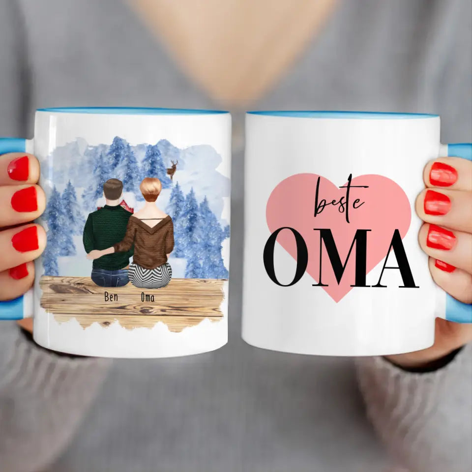 Personalisierte Tasse für Oma (1 Mann + 1 Oma) - Weihnachtstasse