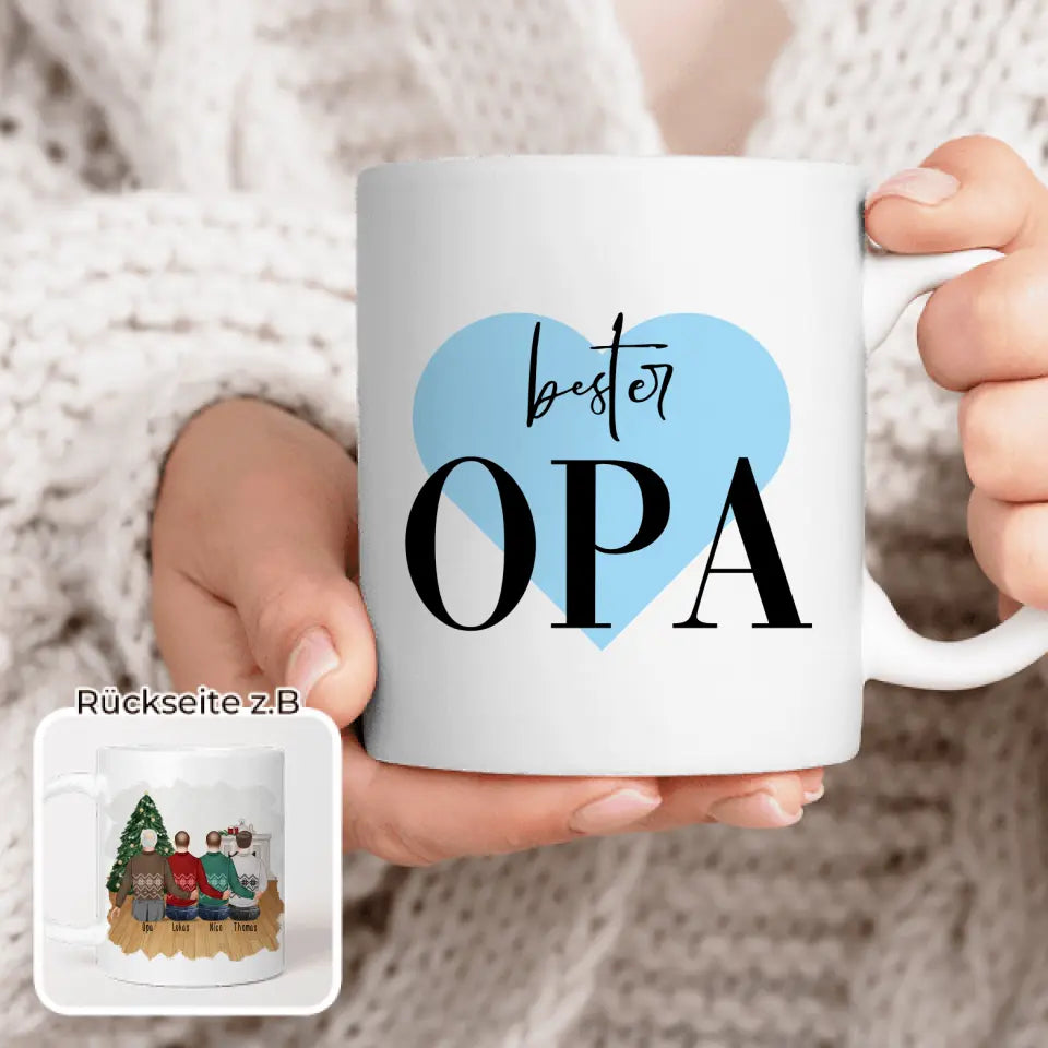 Personalisierte Tasse für Opa (3 Männer + 1 Opa) - Weihnachtstasse