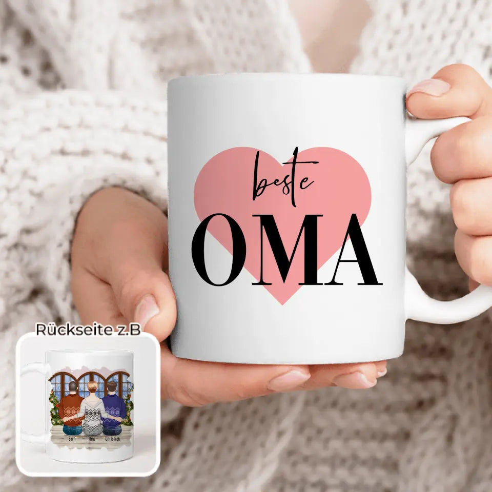 Personalisierte Tasse für Oma (2 Männer + 1 Oma) - Weihnachtstasse