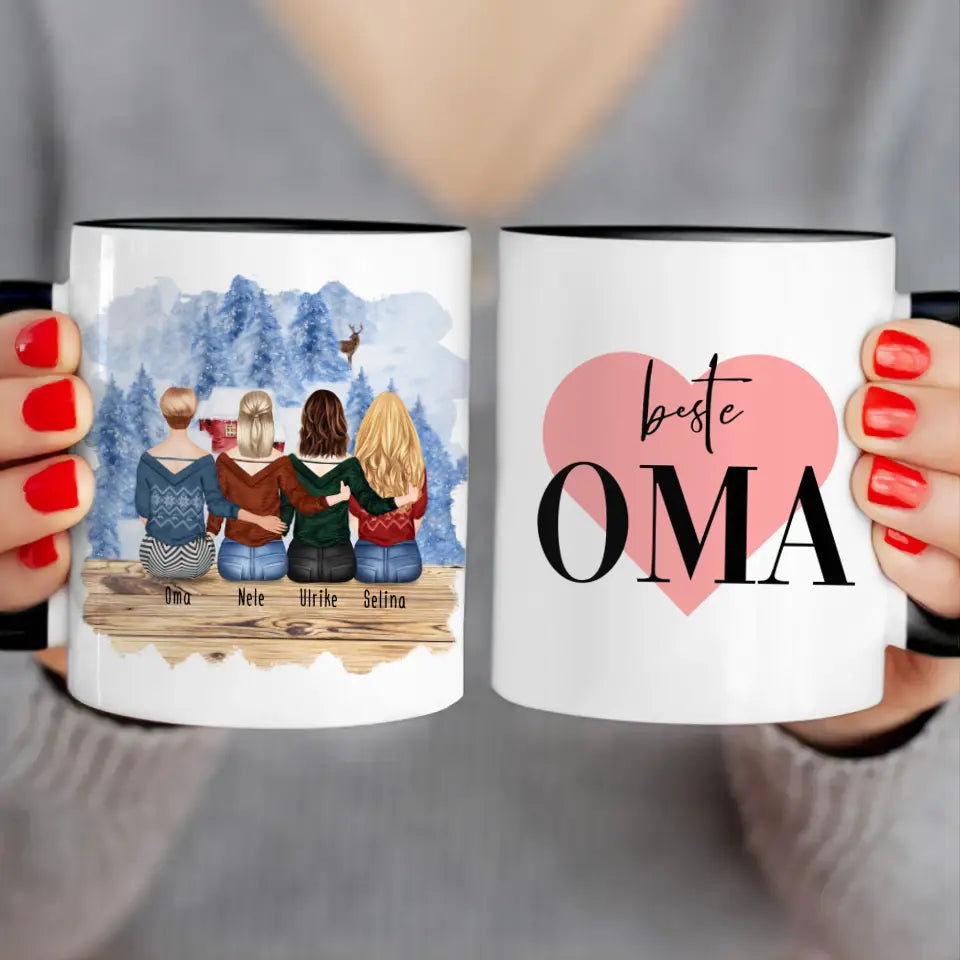 Personalisierte Tasse für Oma (3 Frauen + 1 Oma) - Weihnachtstasse