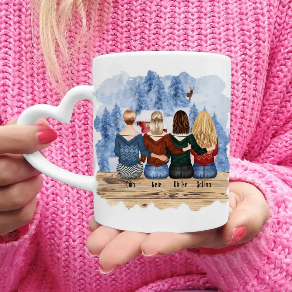 Personalisierte Tasse für Oma (3 Frauen + 1 Oma) - Weihnachtstasse