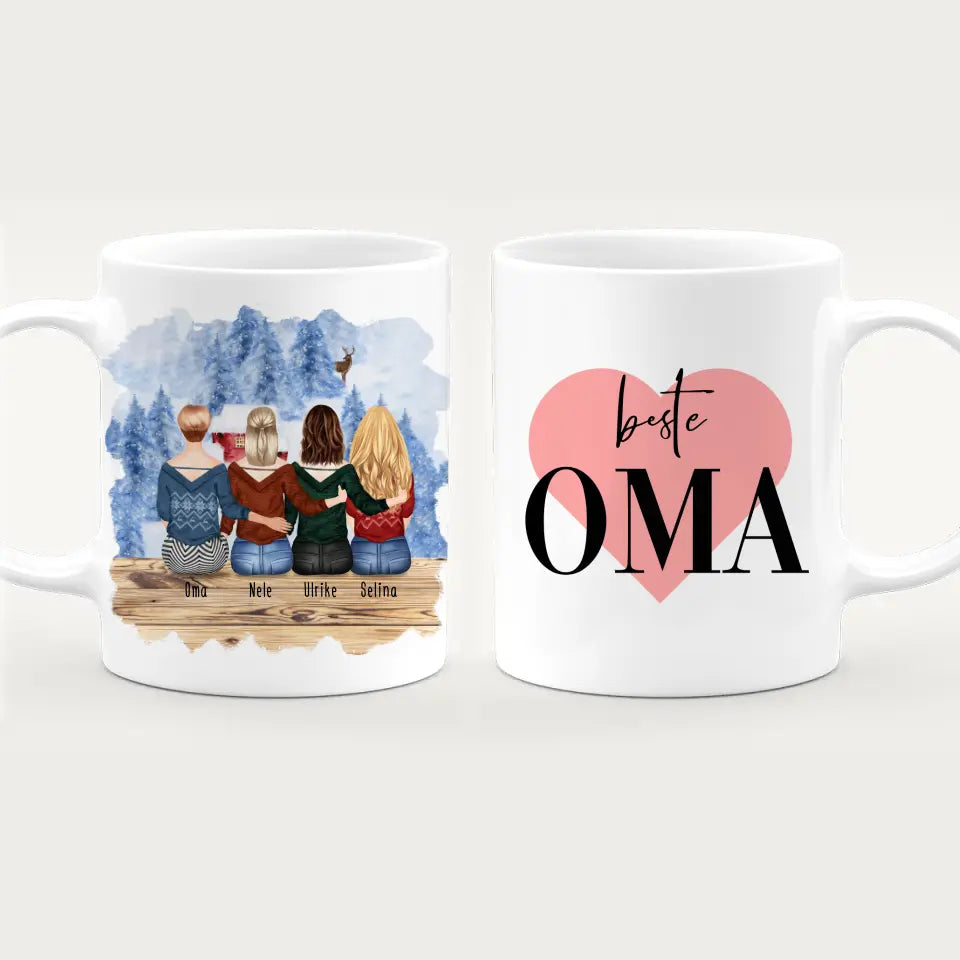 Personalisierte Tasse für Oma (3 Frauen + 1 Oma) - Weihnachtstasse