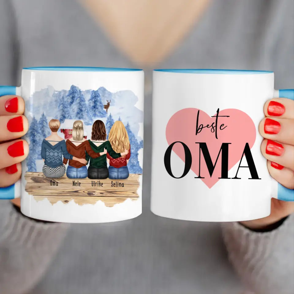 Personalisierte Tasse für Oma (3 Frauen + 1 Oma) - Weihnachtstasse