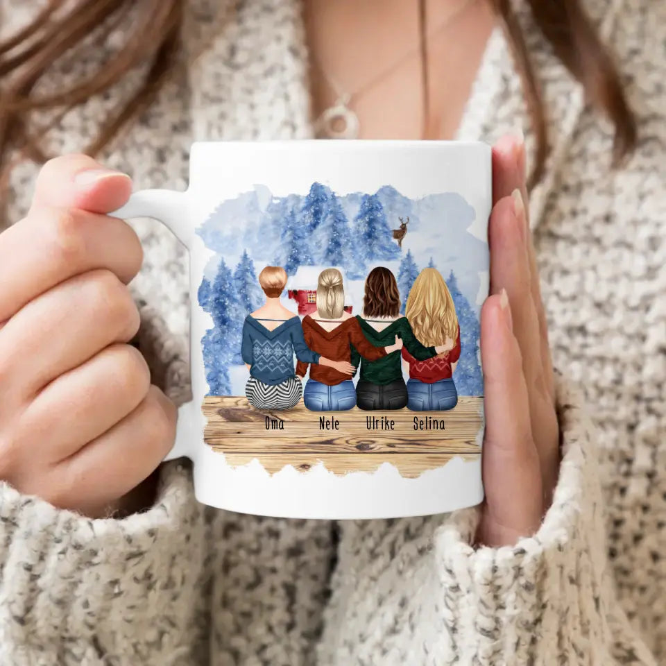 Personalisierte Tasse für Oma (3 Frauen + 1 Oma) - Weihnachtstasse