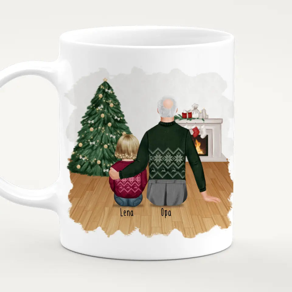 Personalisierte Tasse für Opa (1 Baby + 1 Opa) - Weihnachtstasse