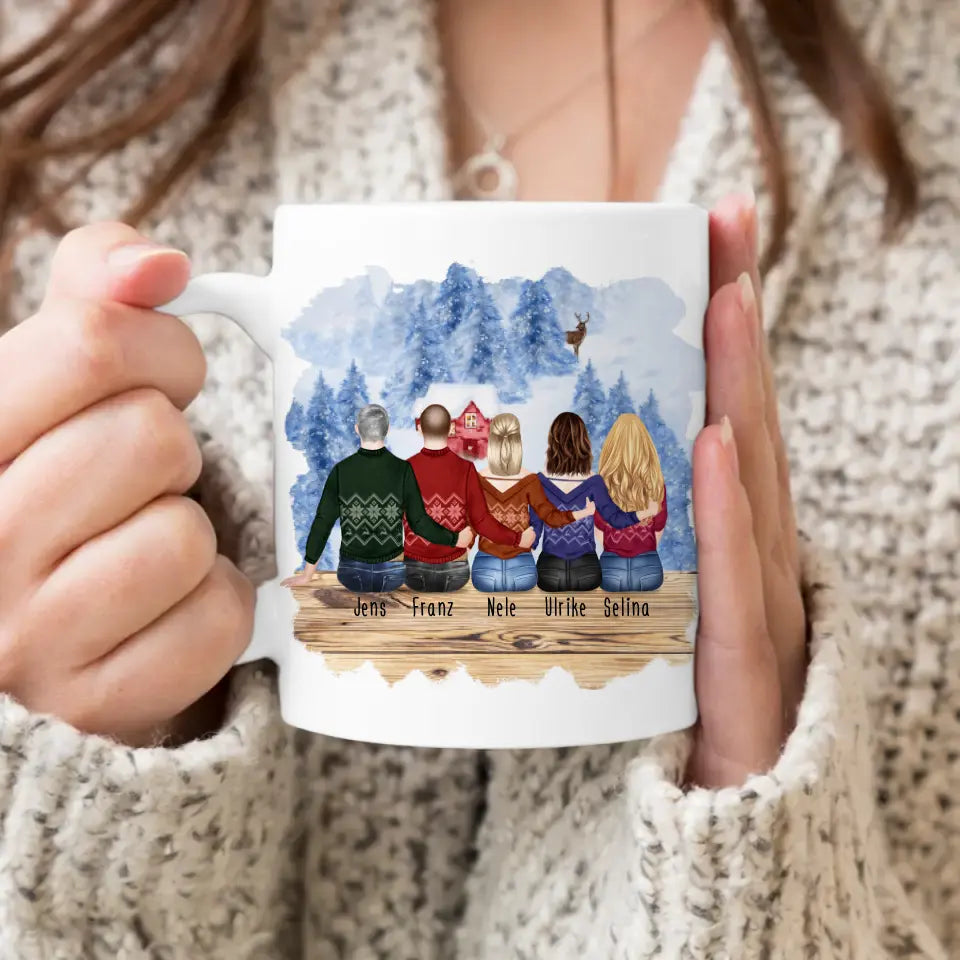 Personalisierte Tasse - Beste Freunde (3 Frauen + 2 Männer) - Weihnachtstasse