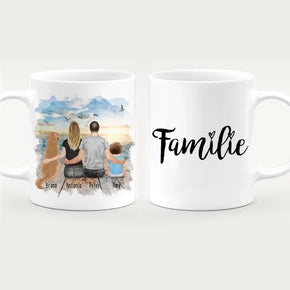 Personalisierte Tasse mit Familie + 1 Hund (1 Baby)