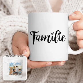 Personalisierte Tasse mit Familie + 1 Hund (1 Baby)