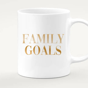 Personalisierte Tasse mit Familie + 1 Hund (1 Baby + 1 Kind)