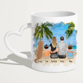 Personalisierte Tasse mit Familie + 1 Hund (2 Babys)