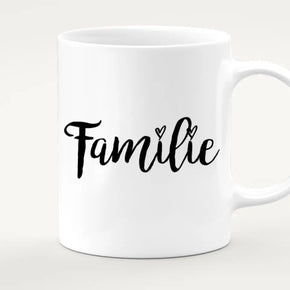 Personalisierte Tasse mit Familie + 1 Katze (1 Baby)