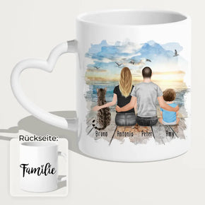 Personalisierte Tasse mit Familie + 1 Katze (1 Baby)