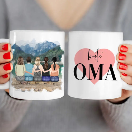 Personalisierte Tasse für Oma (4 Frauen + 1 Oma)