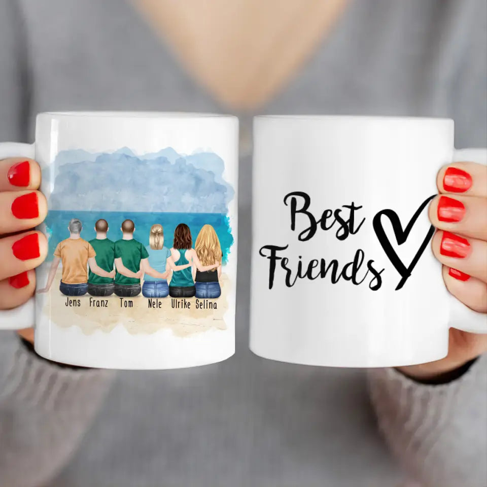 Personalisierte Tasse - Beste Freunde (3 Frauen + 3 Männer)