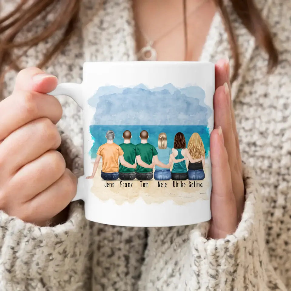 Personalisierte Tasse - Beste Freunde (3 Frauen + 3 Männer)